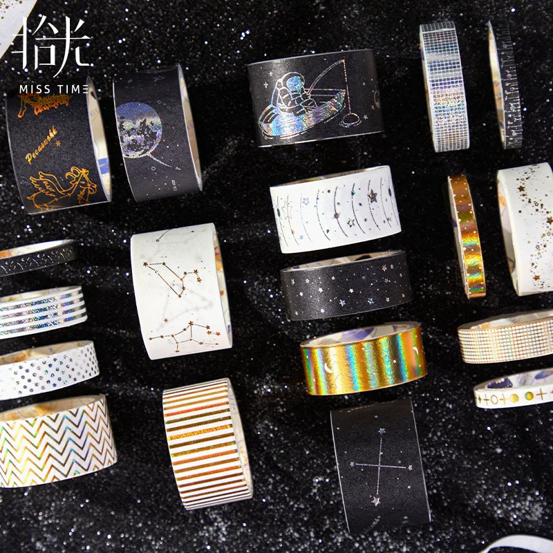 Mr. Paper, 2 Styles, 20 Rolls Each, Starry Sky Tape Box, DIY Handmade Decoration Collage Border Material Tape Stickers