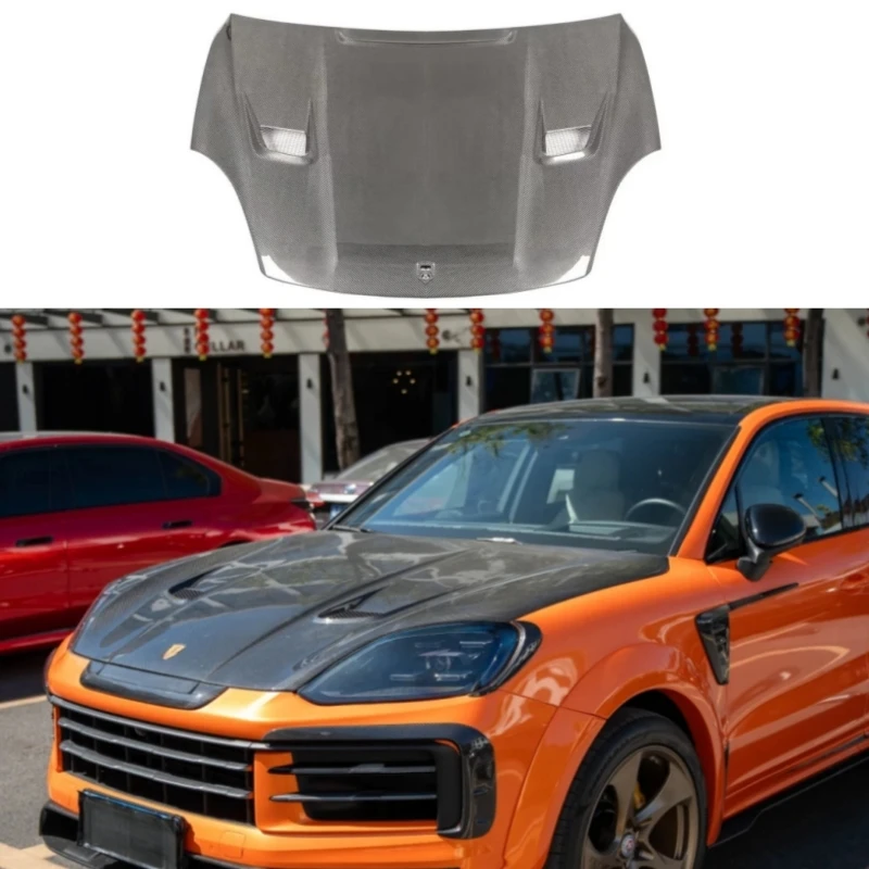 

For Porsche Cayenne Coupe 9Y0.1 2018-2023 Real Dry Carbon Fiber Front Engine Hood Vent Bonnet Cover Body Kit Modify Decoration