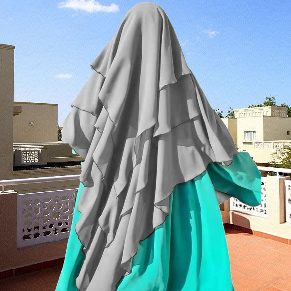 

Ramadan Eid Hooded 3 Layers Hijab Khimar Islam Abaya Turban Hijabs for Woman Head Scarf Headwrap Muslim Headdress Djellaba Niqab