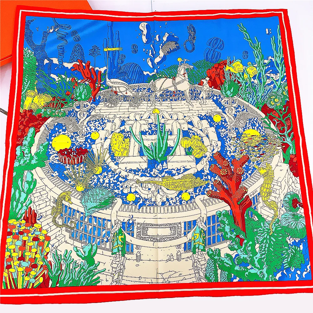 

90Cm Four-season Universal Handmade Curling Underwater World Women's Decorative Shawl Large Square Scarf Wholesale
