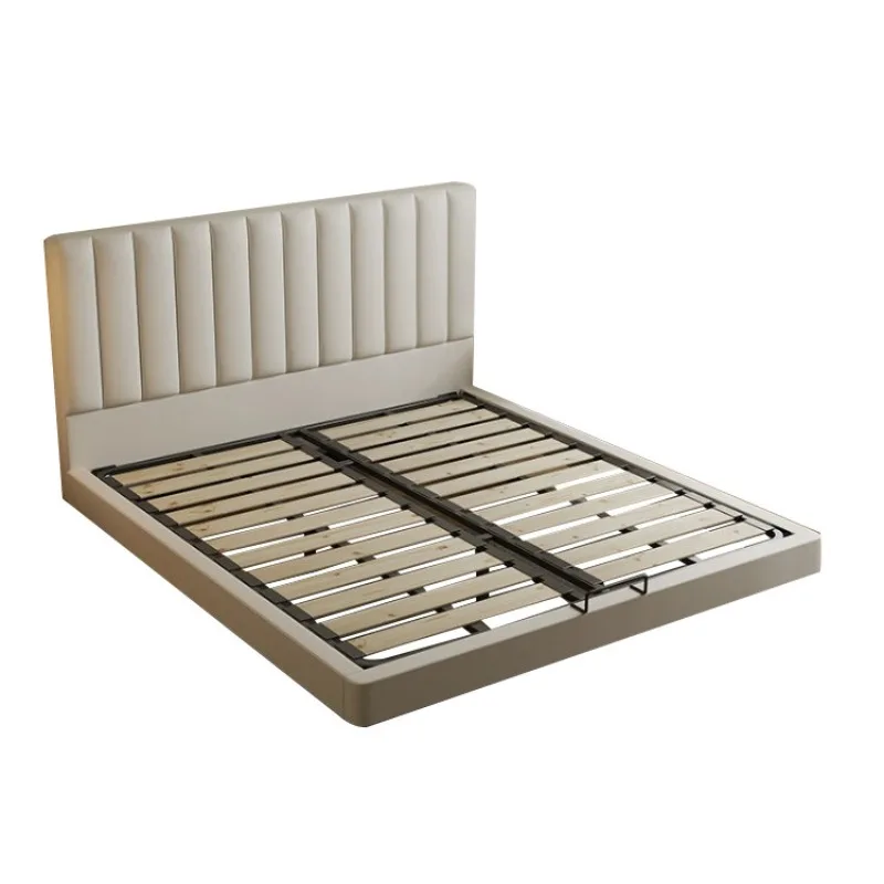 Piano key leather art suspension bed, French cream style bedroom double soft bag 1 meter 8 double bed