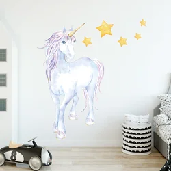 Cartoon Animal Cloud Unicorn Wall Sticker Baby Room Star Background Kid Room Decoration for Bedroom Girls Home Decor Living Room