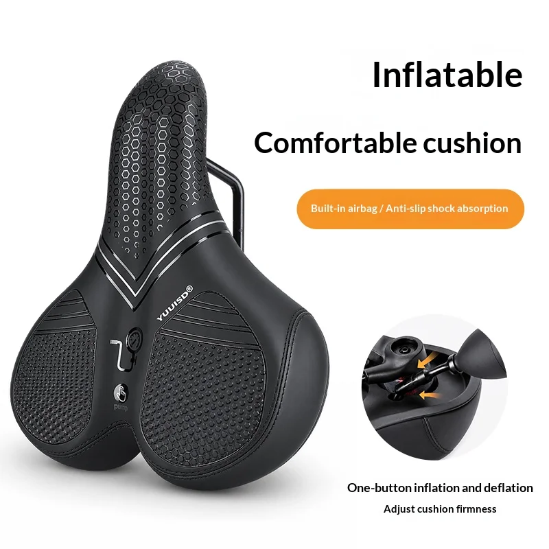 Yuuisd 3D Airbag Inflatable Bike Seat Cushion Breathable Bicycle Saddle Cover Thick Soft Shock Absorbing MTB Cycling Accessories
