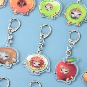 Phim hoạt hình hài hước Friut Head Resin Keychains dành cho nam và nữ, đầy màu sắc, ba lô xe hơi, túi trang trí, bộ phụ kiện thời trang, 7 PC 8 Keychain nhựa bán hàng chính - №8