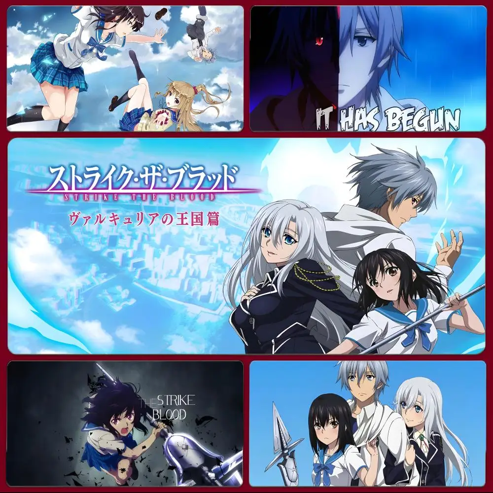 Cool Action Anime S-Strike the Blood Mouse Pad Large Gaming Mousepad with Stitched Edges Thickened Desk Mat PC