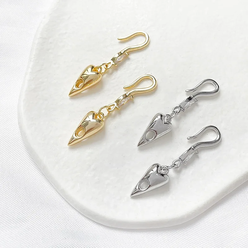 1 Piece of Copper Love Fish Hook Pearl Connection Buckle DIY Bracelet Necklace Accessories Jewelry Making Materials Wholesale