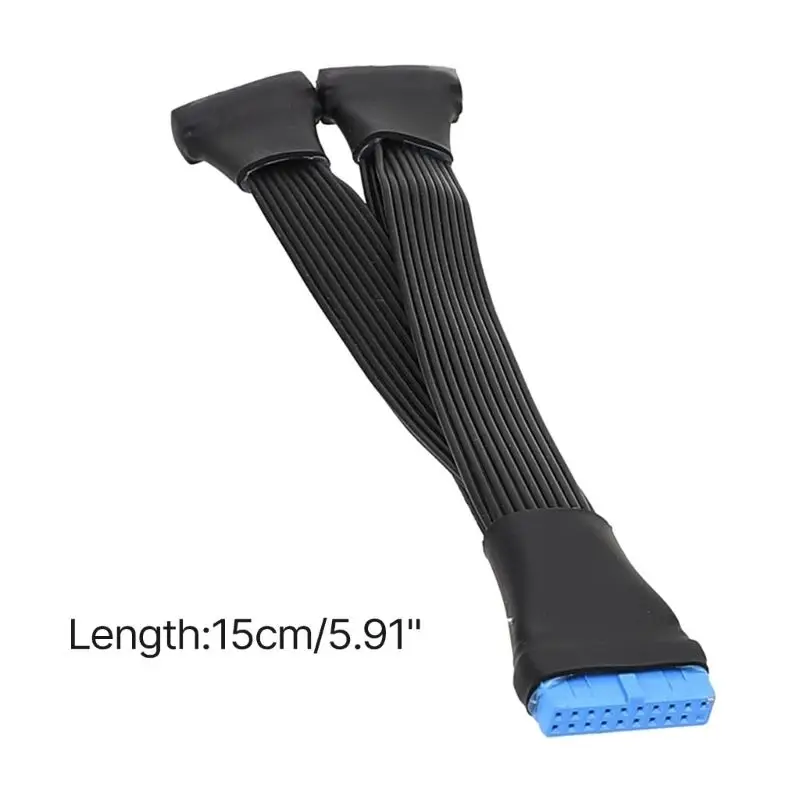 Kabel rozdzielający USB 3.0 żeński na męski 19/20 pinów, 2x płaski port, do akcesoriów płyty głównej, wewnętrzny przedłużacz, 15 cm — zdjęcie produktu 3