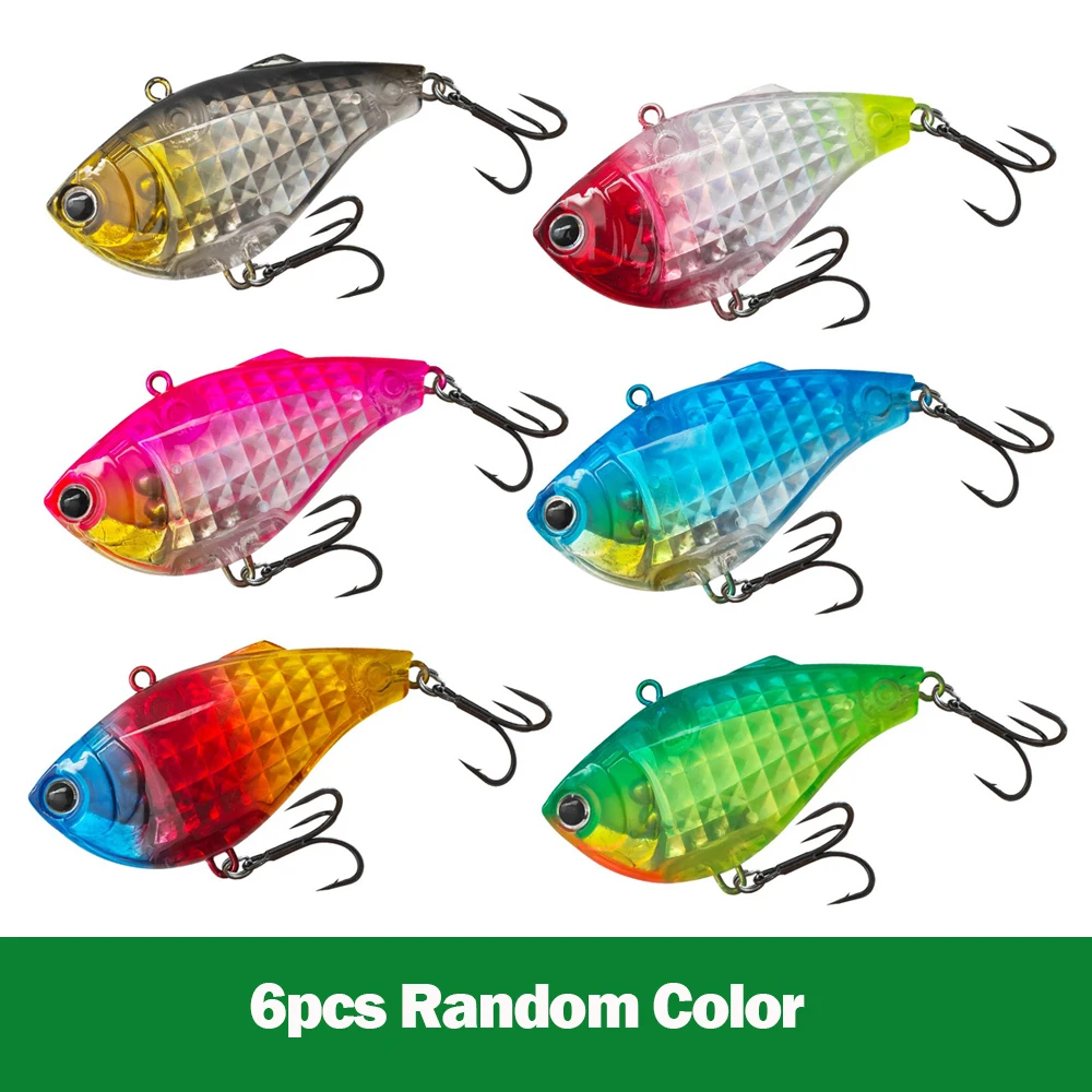 6/10PCS Hard VIB Lures Fishing Bait 6cm 15g Sinking Wobber Fishing Tackle 3D Artificial señuelo duro de hielo Crankbait duro