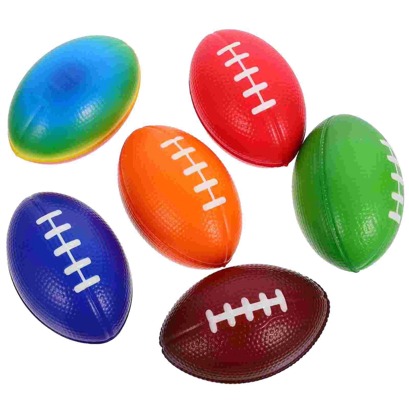 

6 Pcs Decoration Party Favors Mini PU Sports Ball Football (Mixed Color) 6pcs Rugby Small Footballs Model