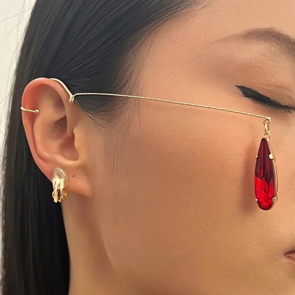 Bohemian Sexy Face Chain Water Drop Pendant Exquisite Nose Bridge Face Chain Fashion INS Tassel Earhook Carnival