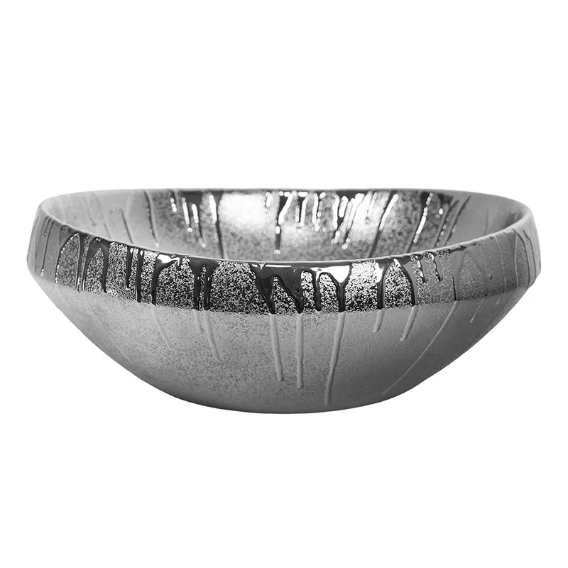 Ceramic table basin Spray some gilt wash basin Round electroplating art balcony bathroom wash face basin