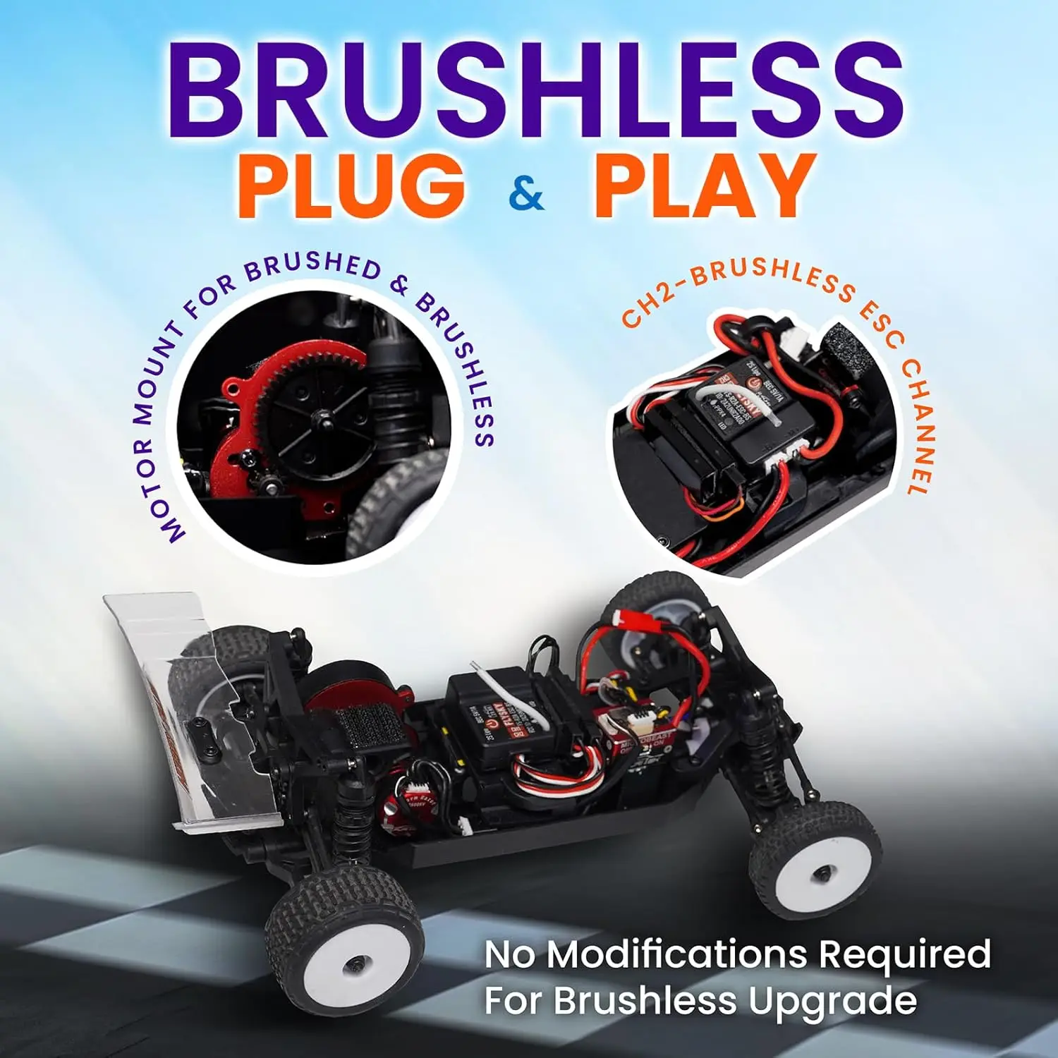 1/24 2WD RC Buggy, RTR Mini Racing Car - Brushless Ready with Oil-Filled Shocks, Fast Indoor Remote Control Vehicle for Adults, Vintage Creme