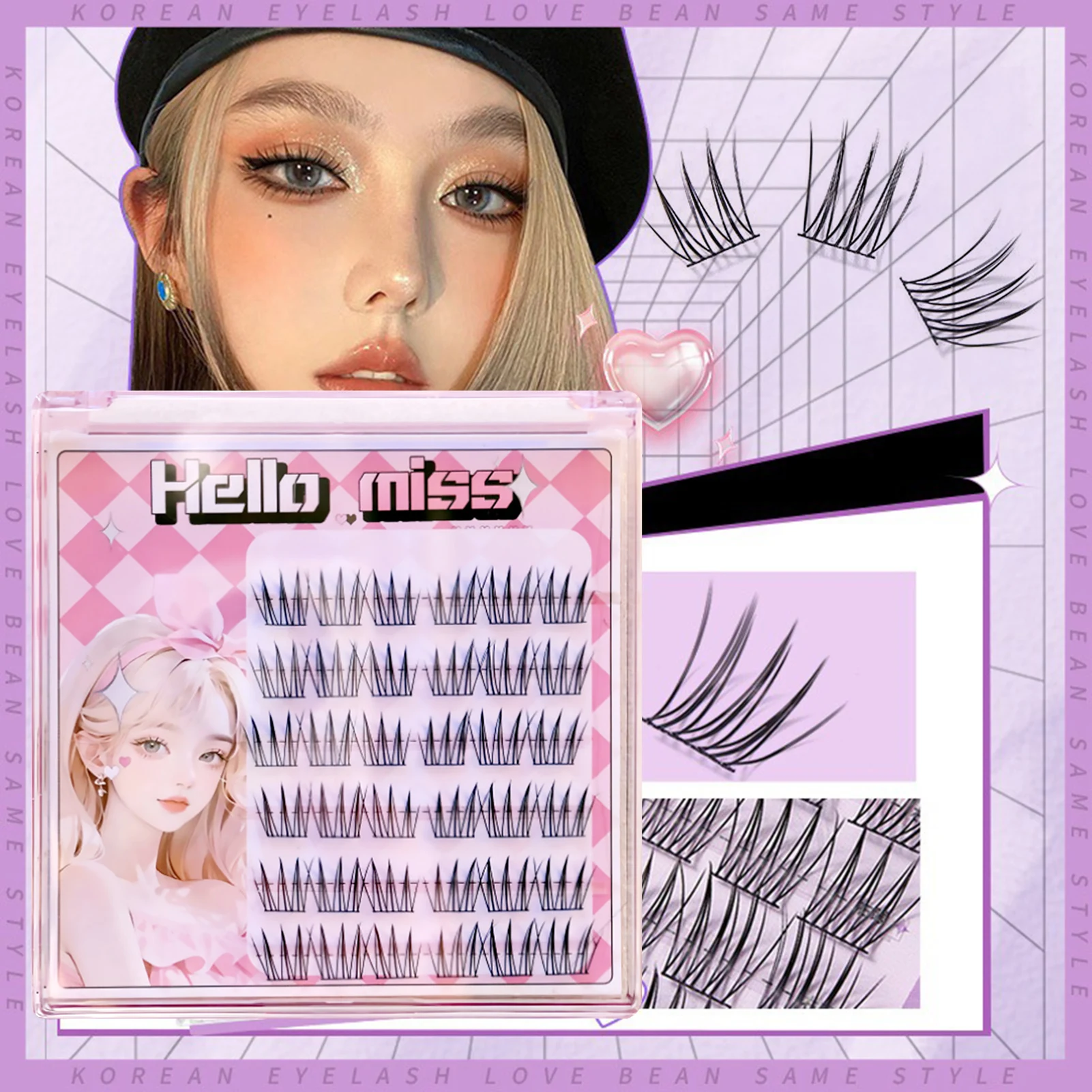 6 Rows Korean Manga False Eyelash Dramatic 3D Strip Fluffy Multi Layer Wispy Lashes Natural Looking For Women Girls Party Makeup