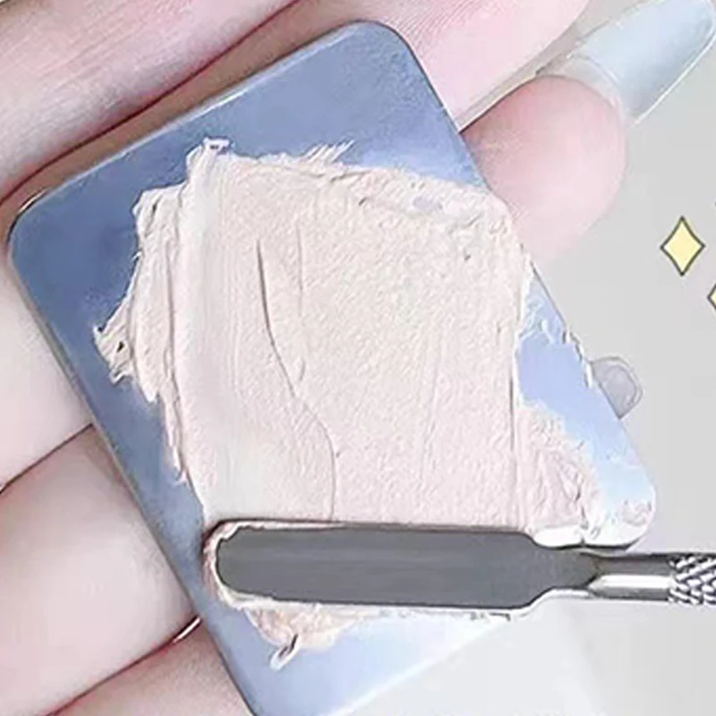 Make-up-Palette mit Pinsel zum Mischen von Foundation, aus Edelstahl, für Foundation, Lippenstift und Lidschatten, mit Spatel, Make-up-Werkzeug. – Detail 10