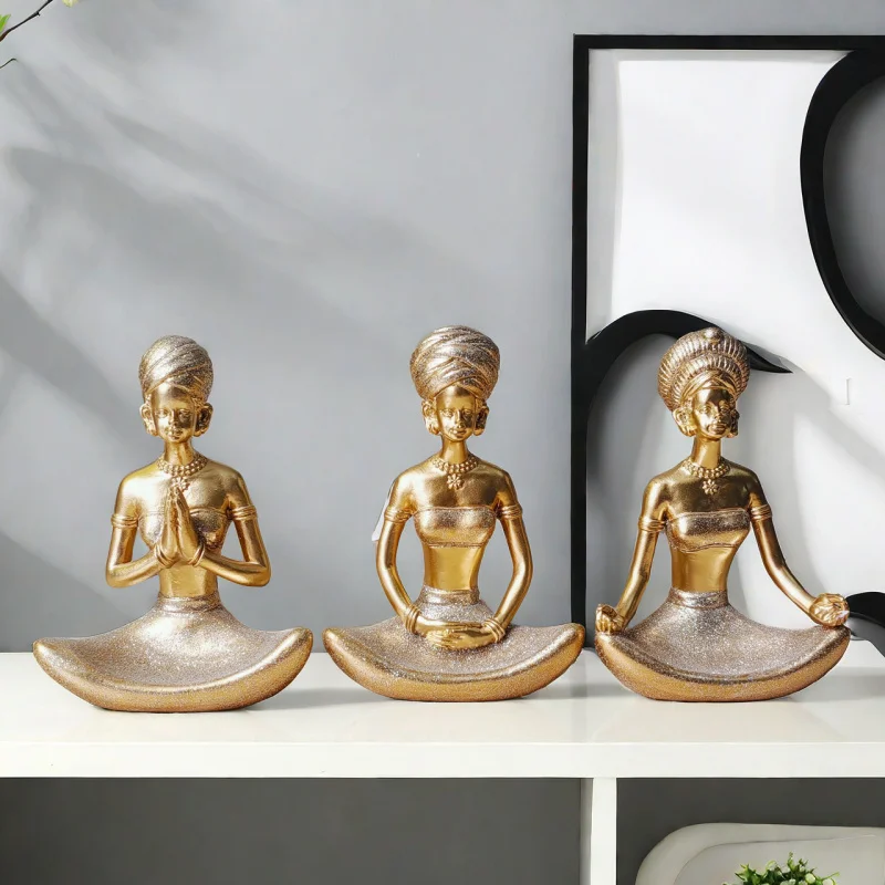 New product abstract yoga figurine for home decoration of yoga studio - simple resin minimalist craft accessory