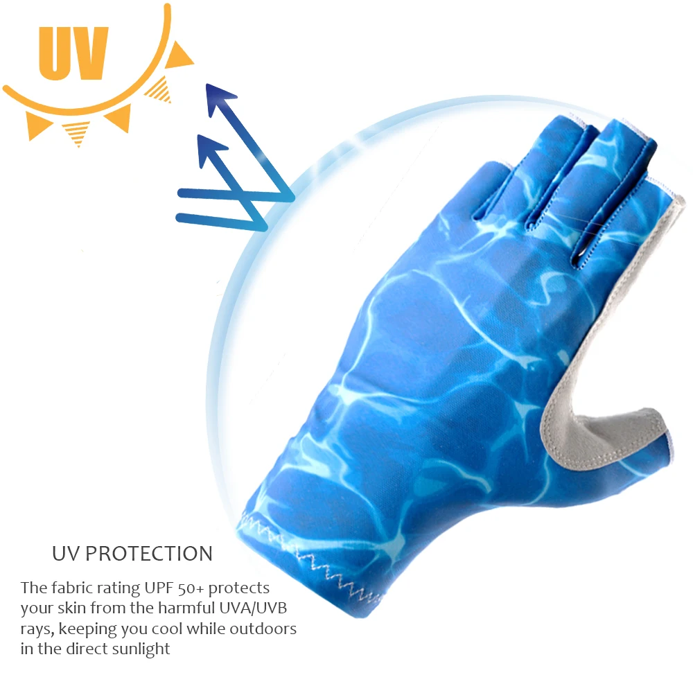 Fishing Gloves Half Finger UPF 50+ Men's Women's Gloves for Kayaking Paddling  Cycling  High Elastic Anti-Slip Leather Gloves