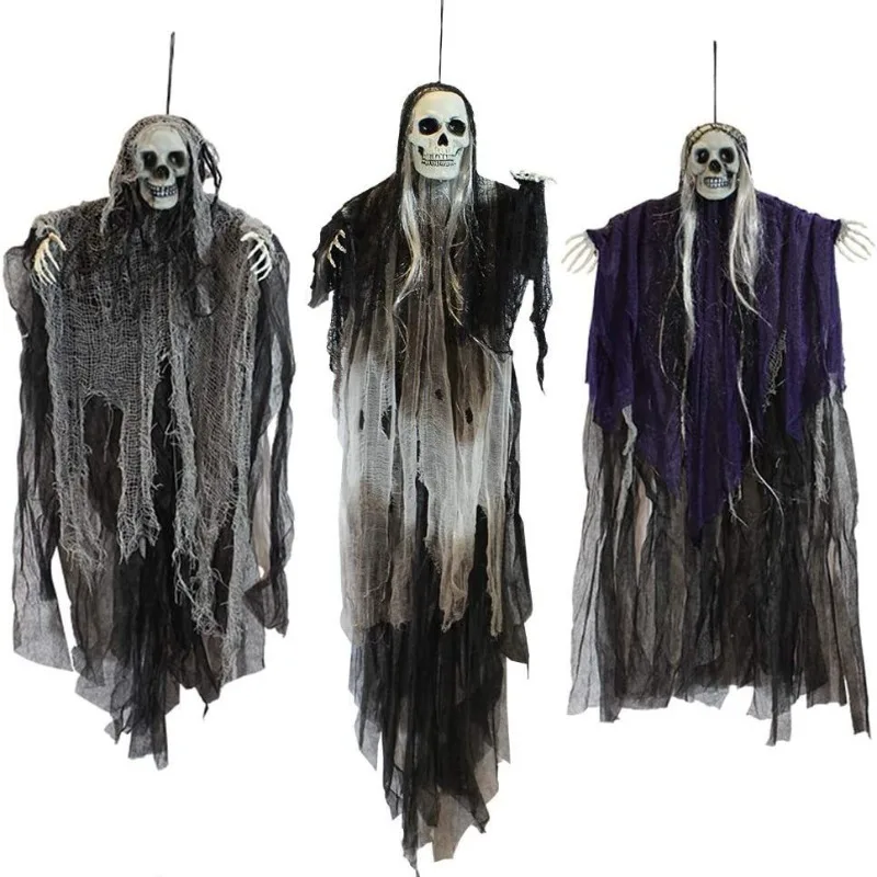 

3PCS Hanging Halloween SkeletonGhosts Decorations Grim Reapers Halloween Outdoor Halloween Light Up Ghost Scary Decor Supplies