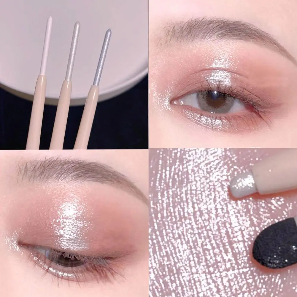 Diamond Glitter Oogschaduw Liner Potlood Parel Witte Eyeliner Oog Zijdeworm Glanzende Pen Markeerstift Make-Up Waterdichte Matte Silv H3o0