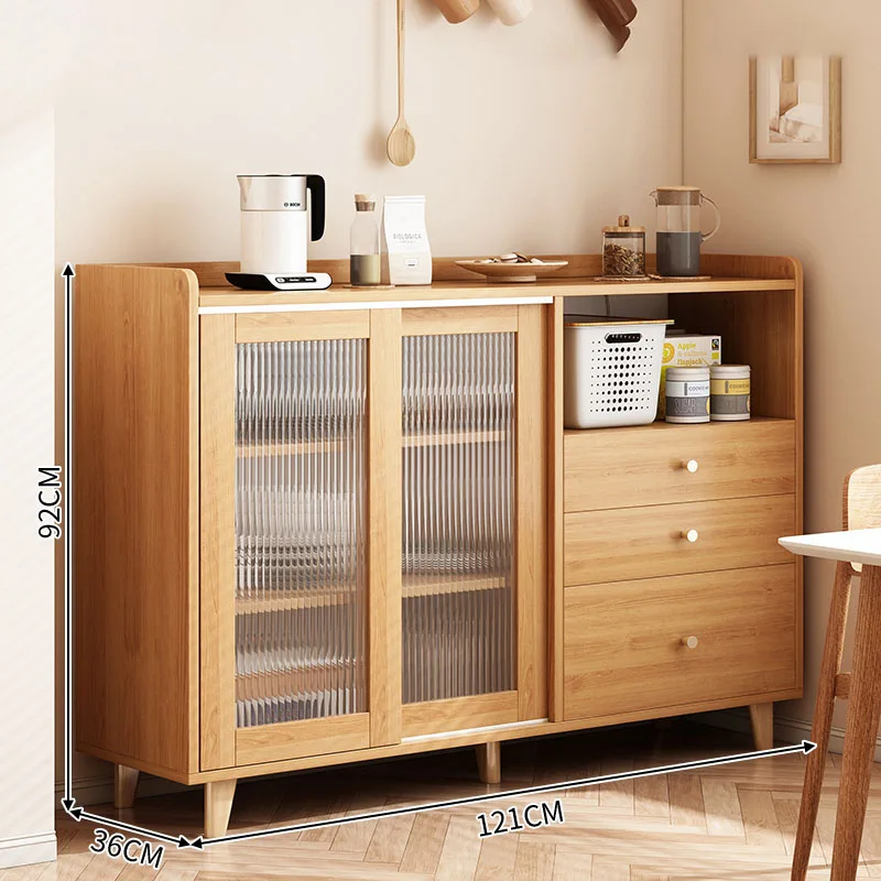 Japandi Household Living Room Cabinets Vintage Simple Transparent Door Storage Cabinet Small Apartment Vitrinas Home Furniture