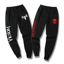 2024 Marvel Venom Venom Deadpool Printed Fleece Sweatpants Tide Brand Winter Exterior Leggings Thickened Small Sweatpants