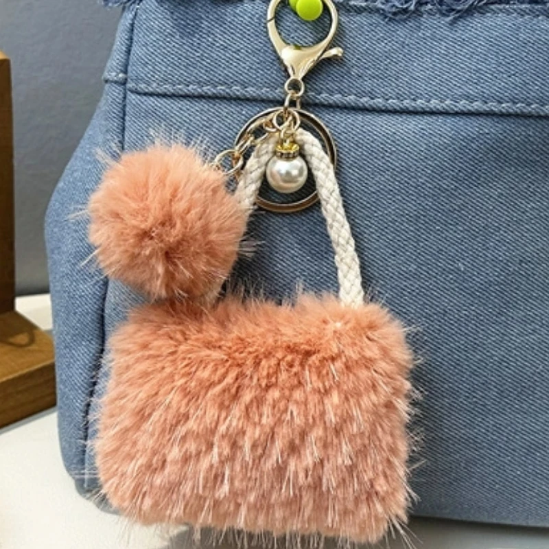 Mini Kolorowa Mała Zawieszka w Kształcie Torebki Śliczna Perła Pluszowa Zabawka Brelok Wysokiej Jakości Plecak, Ozdoba do Zawieszenia w Samochodzie Prezent na Boże Narodzenie