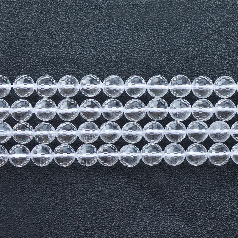 Joanlyn Faceted Grade AA Natural Clear Quartz Beads Round with 128 Facets 6mm-16mm 15 Inch Strand CQ28
