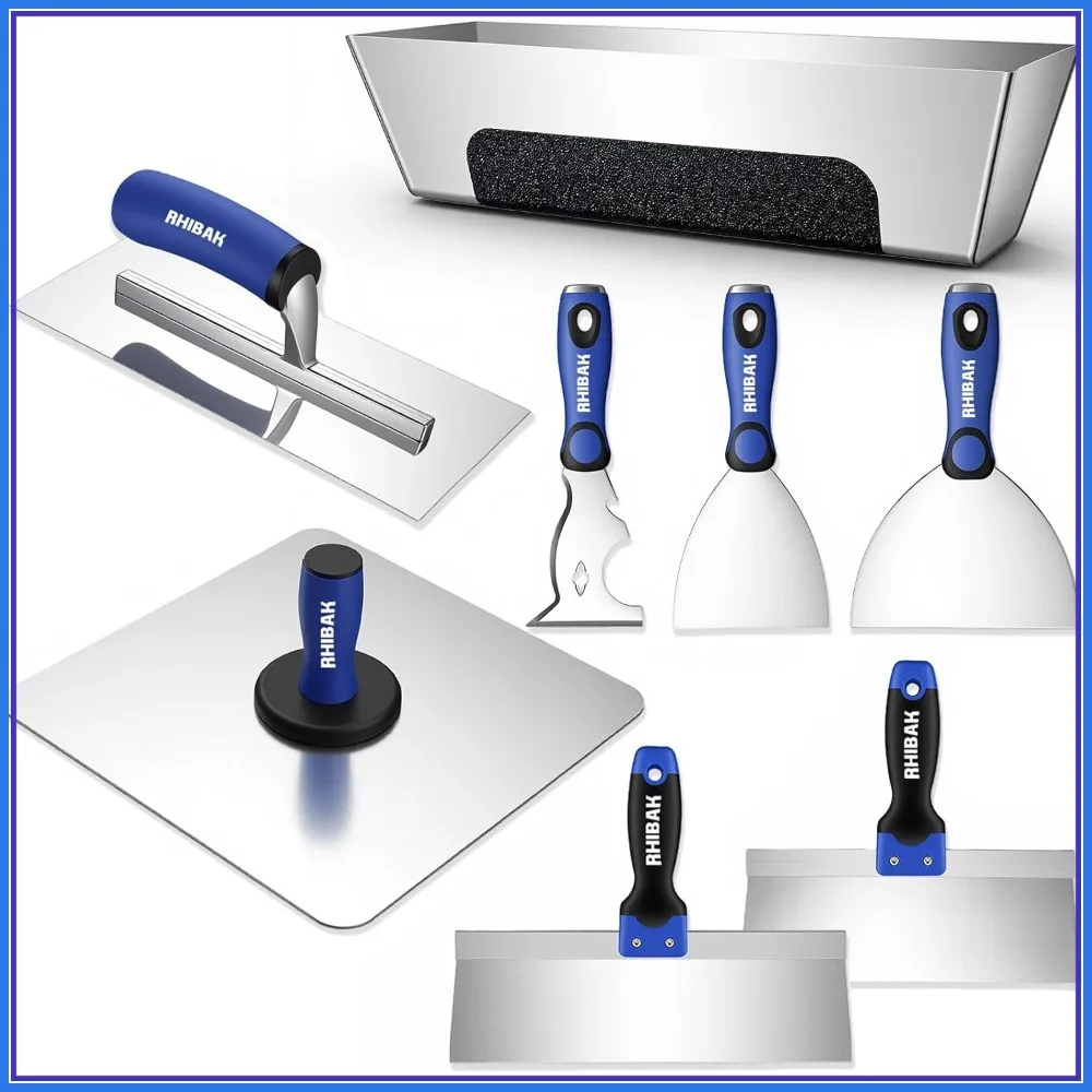 

Набор ручных инструментов для гипсокартона: шпатели, ножи для шпатлевки, алюминиевый шпатель, ковш для раствора и отделочный шпатель