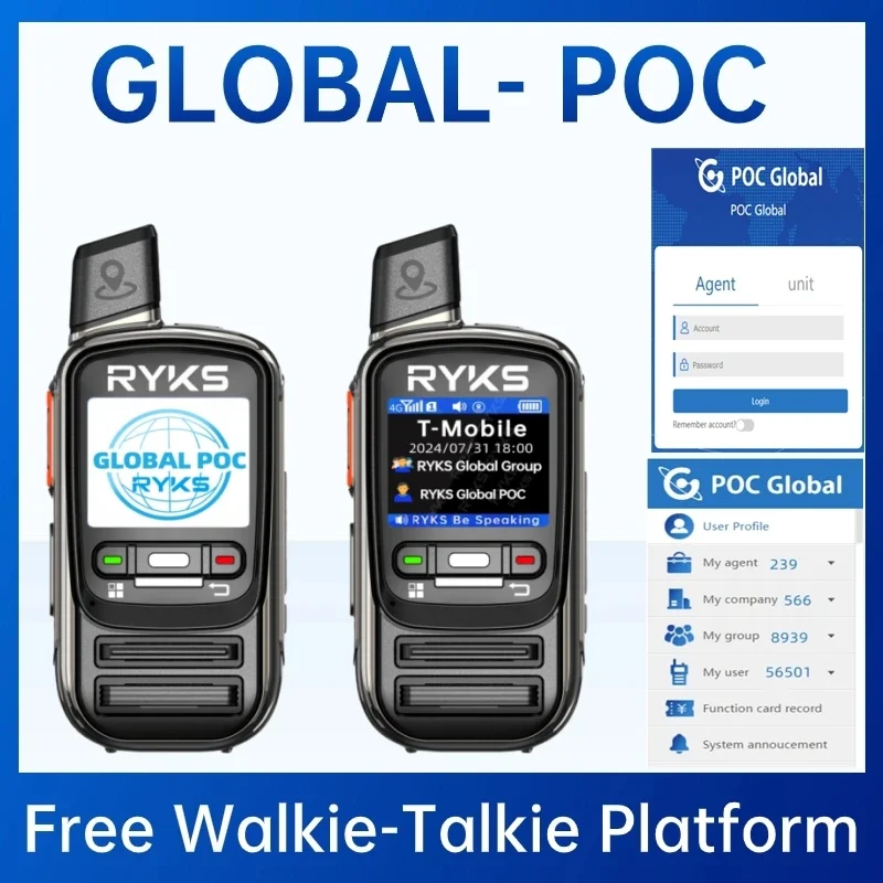 Walkie-talkie portátil de largo alcance, Radio móvil de red 4G, 100 millas, radio bidireccional para exteriores