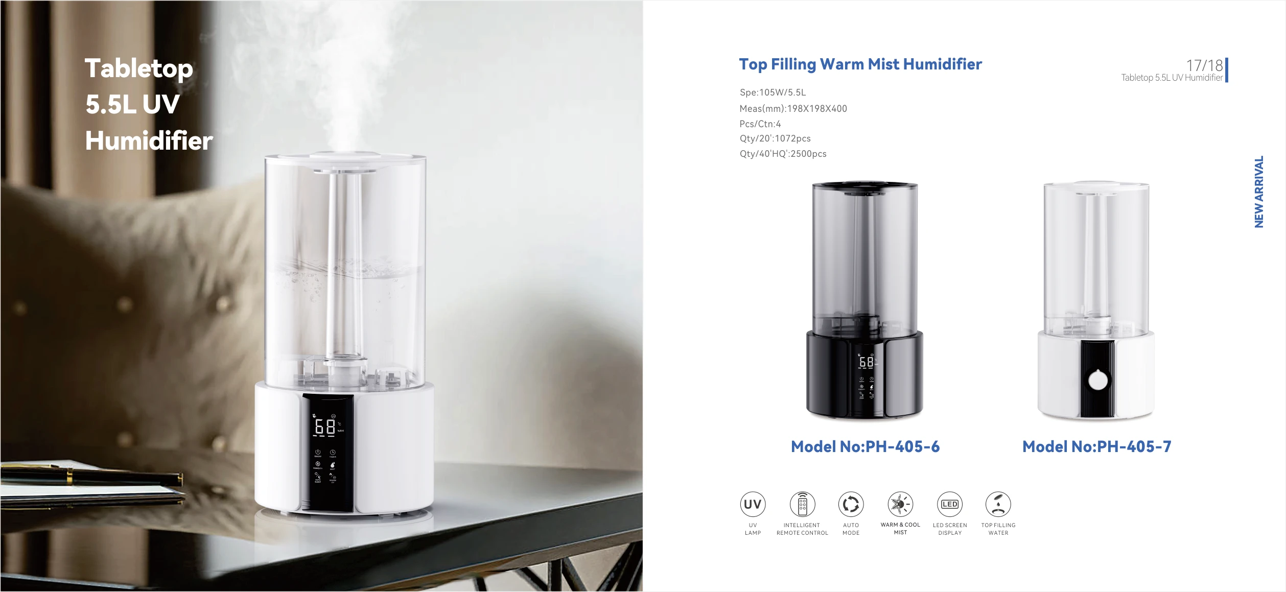 Cool Mist Desk Ultrasonic Fogger Top Fill 6L Warm Mist Humidifier Purifier Air Purification Water Humidifier