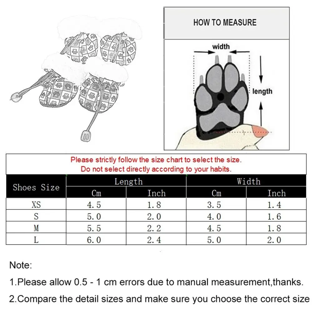 4pcs/set Durable Waterproof Winter Pet Dog Shoes Anti-slip Thick Pet Footwear Puppy Dogs Socks Booties