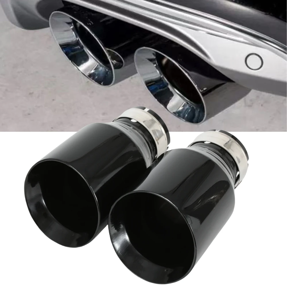 1 stück Auto Schwarz Edelstahl Auspuffanlage Schalldämpfer Spitze Ende Abgeschrägte Kante Outlet Universal Modifizierte Auspuffrohr Zubehör