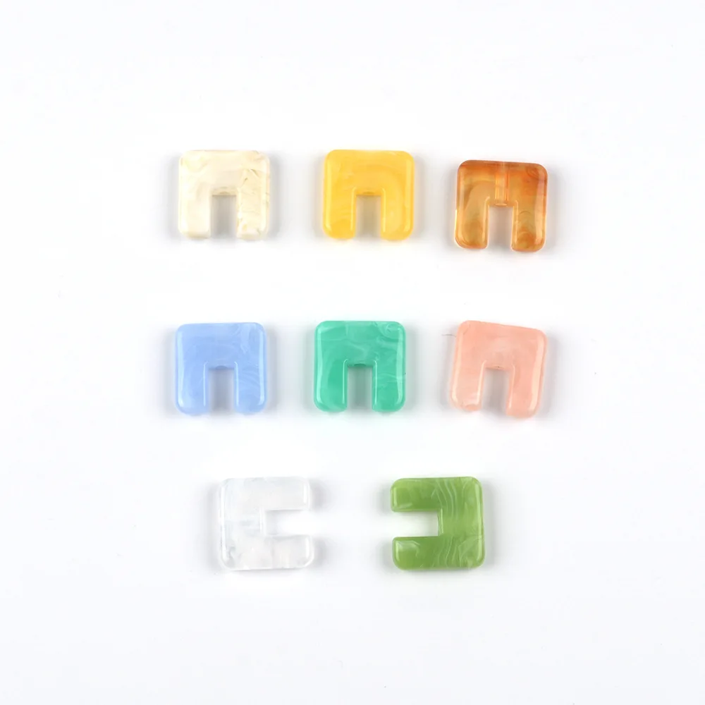 10 Pieces 20mm Square Dyeing Acrylic Notched Beads DIY Makes Fashionable Jewelry Necklace, Bracelet Clothing Accessory Materials