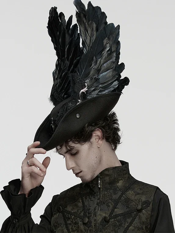 Dark Angel Wings Top Hat Men's and Women's 2025 New Personalized European Retro