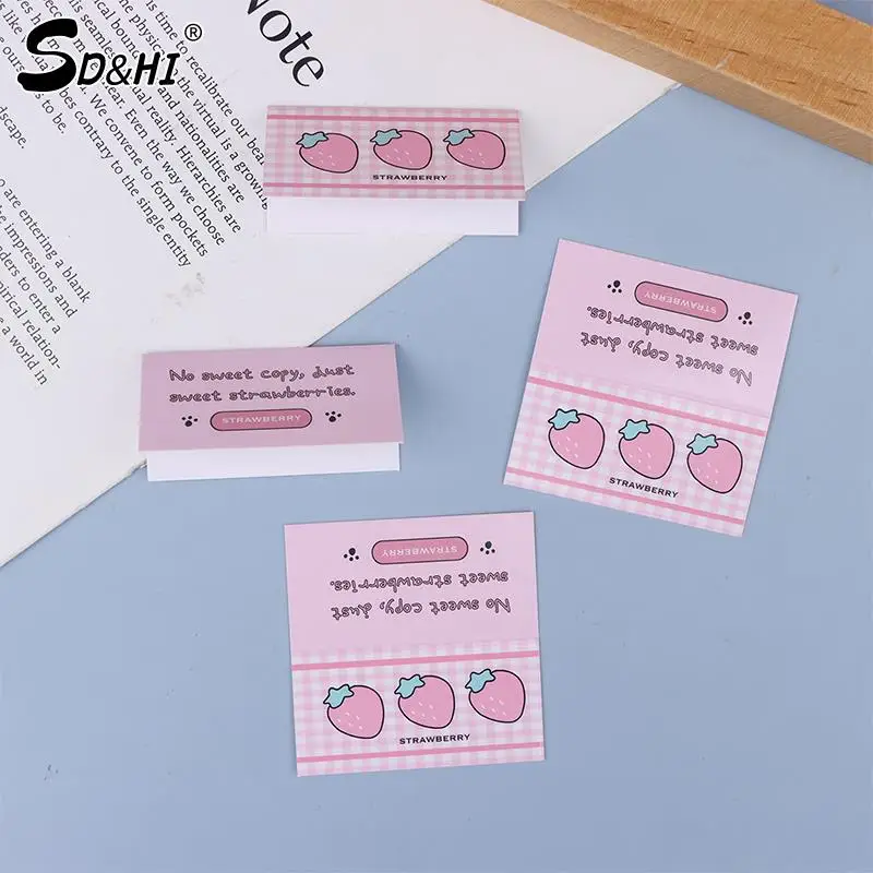 10PCS Korean Instagram Cute Strawberry Small Card Head Double sided Folding Gift Decoration Card Packaging Materials