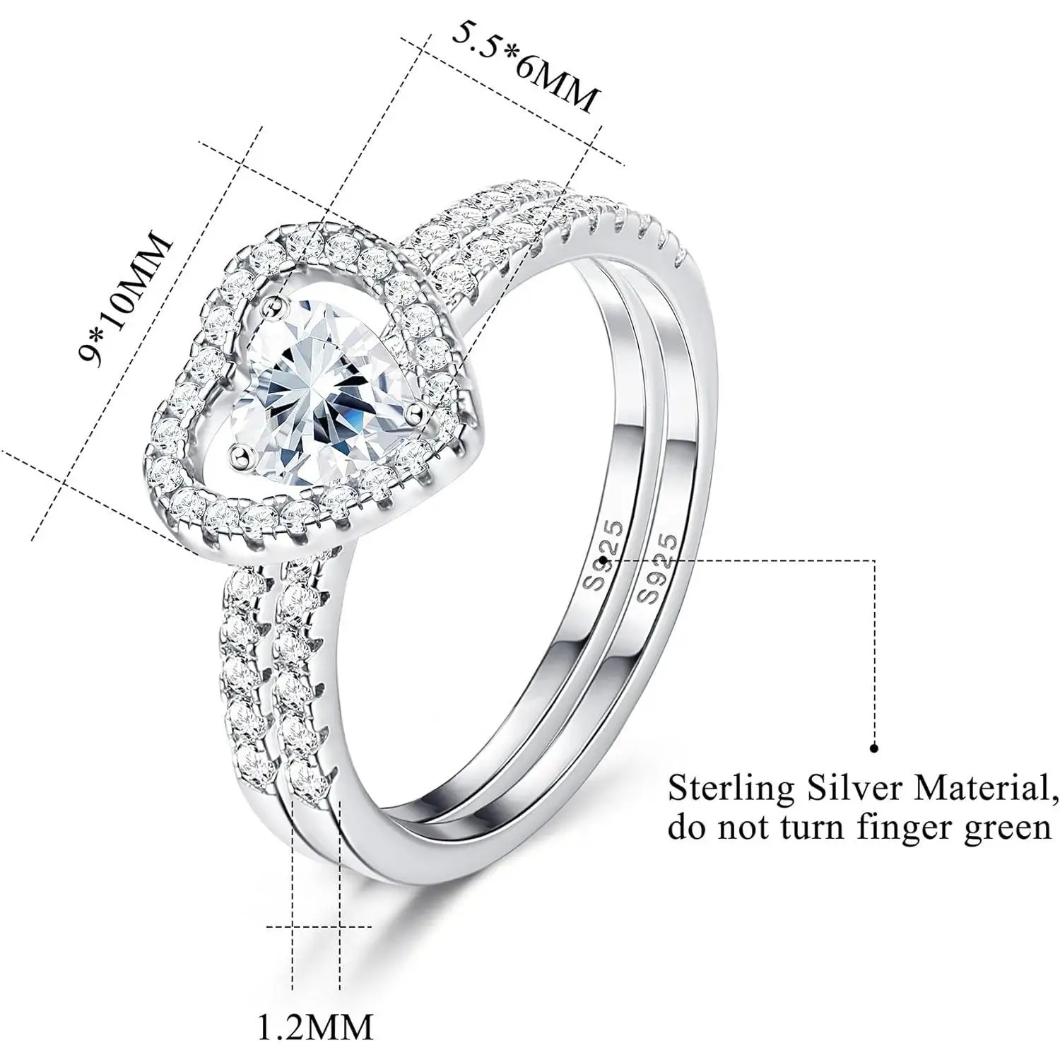 Fansilver 925 Sterling Silver Engagement Rings for Women Stylish Couple Rings  Heart Cubic Zirconia Wedding Promise For Couple