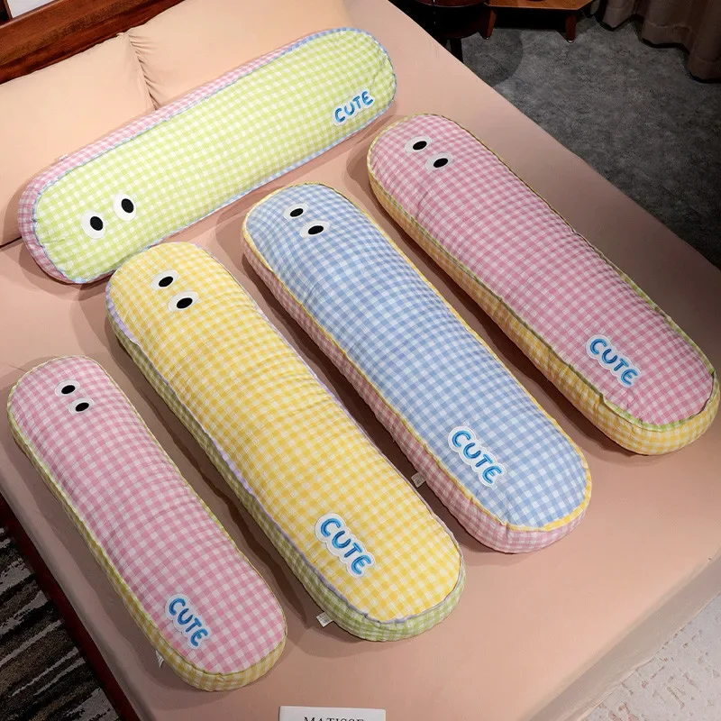Long Bar Pillow Grid Long Bar Pillow Drift Window Bedhead Cushion Soft Cushion for Girls Dormitory Hugging Sleep Leg Pillow