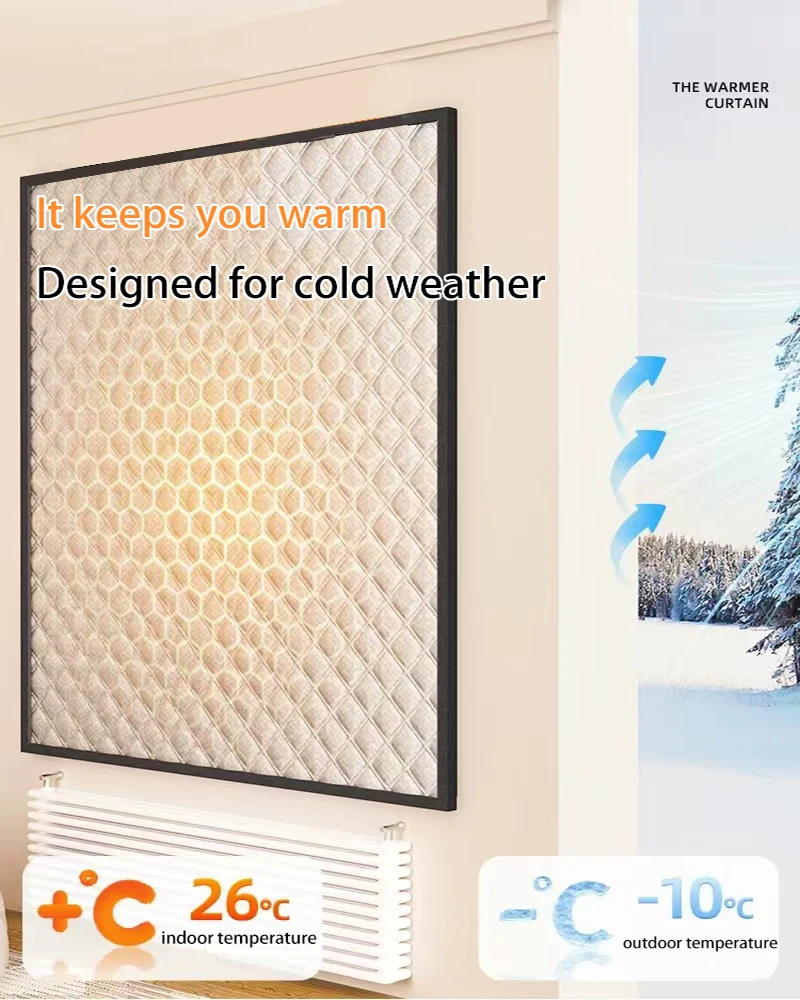 Window windproof, warm curtain, cold double thick blackout curtain, soundproof cotton window,black whole piece,can be customized