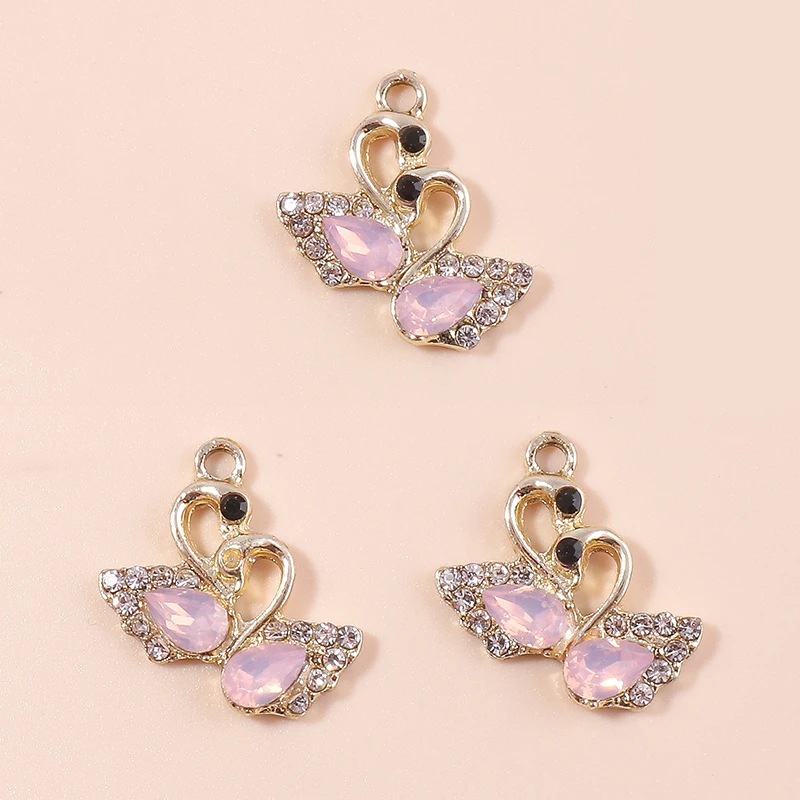 Leslie 10 Stück exquisite Zirkon-Kristall-Schwan-Anhänger für Damen, Ohrringe, Halskette, Hochzeit, Schmuck, Accessoires, modische Geschenke – Detail 5