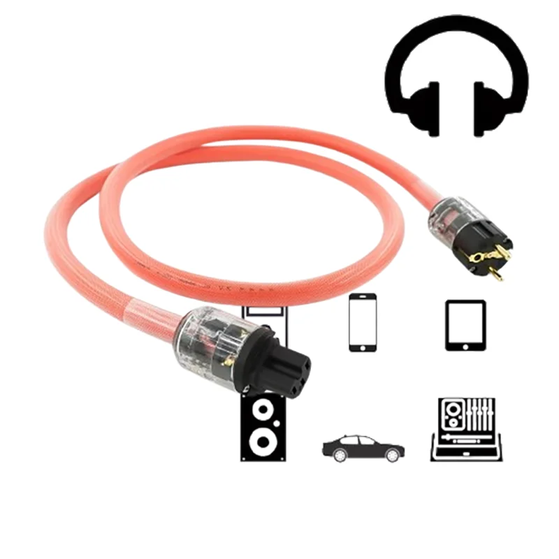 

High-Fidelity Audio Grade 5N Pure OCC Copper AC Power Lead European Plug IEC C13 Connector Model P-029E c-029