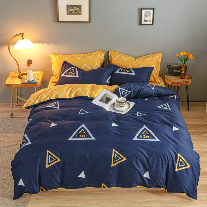 Geometric Triangle Pattern Simple Style Home Bedroom Decor 3Pcs Bedding Set Skin-friendly Healthy Sleep Comfortable Quilt Cover