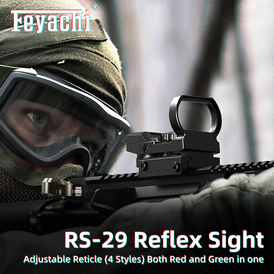 

Feyachi Reflex Sight - Adjustable Reticle (4 Styles) Both Red and Green in one Sight! 3 brightness intensity