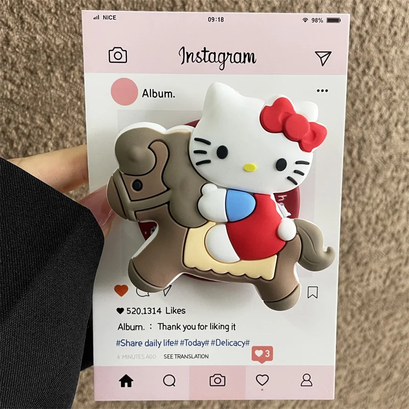 Für Magsafe Magnetischer Handygriff, Ständer, Niedlicher 3D-Cartoon Hello Kitty für iPhone, Faltbarer Halter mit Drahtlosem Laden, Stereoskopischer Halter – Detail 9