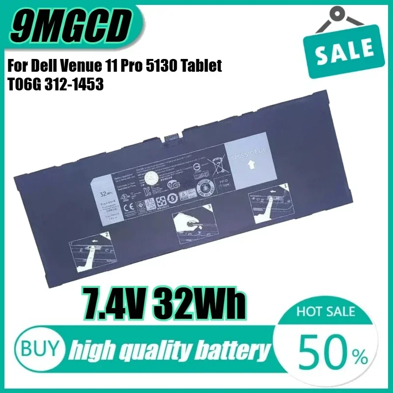 

Аккумулятор для ноутбука 7,4 В, 32 Втч, 9 МГцCD для планшета Dell Venue 11 Pro 5130 T06G 312-1453 451-BBIN VYP88 T8NH4 X