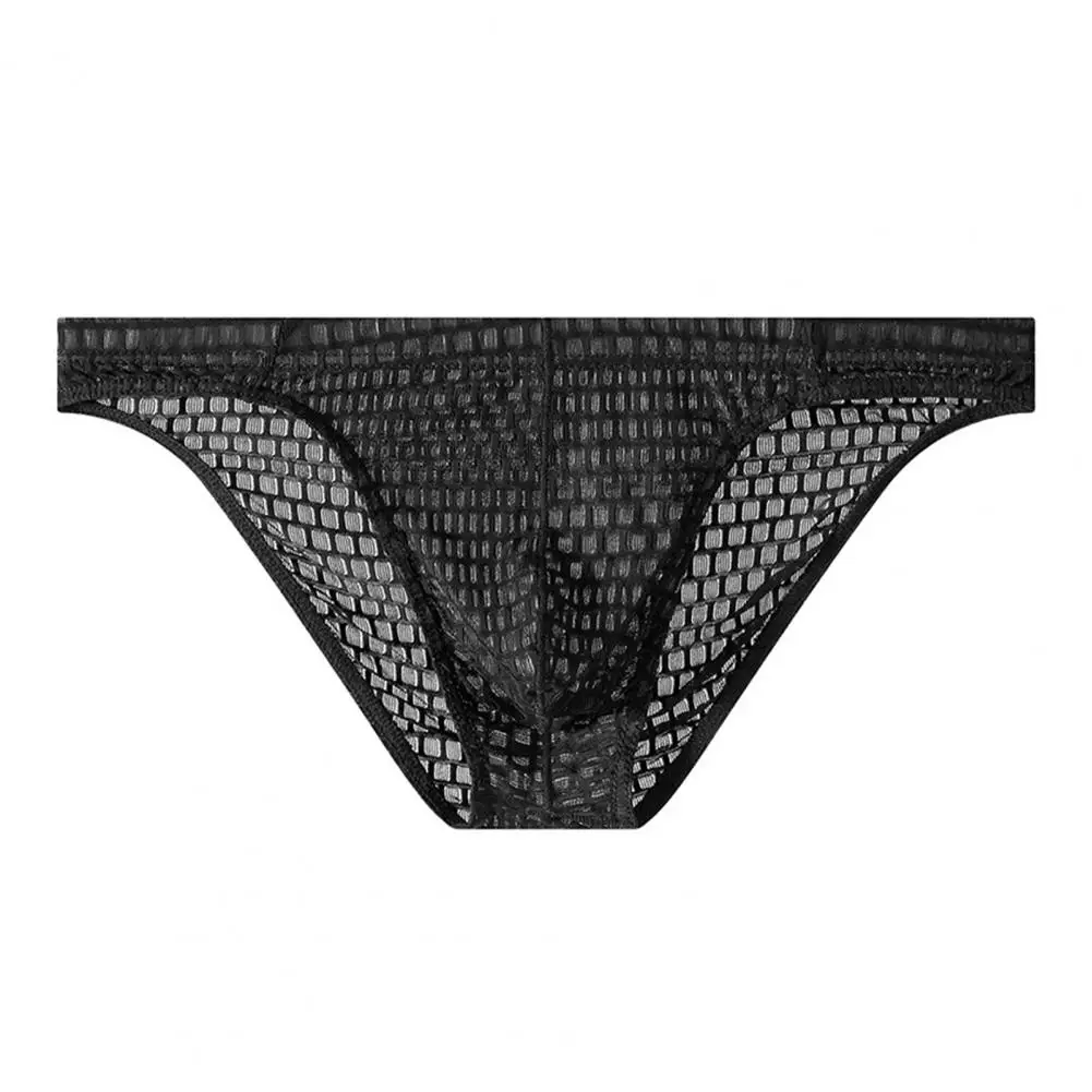 Men Ice Silk Briefs, Breathable Sheer Underwear, Mid-Waist Quick-Dry Elastic Underpants for Summer Cooling Underwear for Sports
