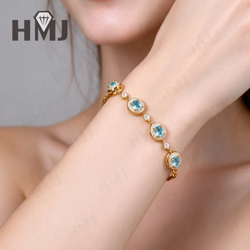 Women's Natural Gemstone Bracelet Garnet 925 Sterling Silver Oval Cut Anniversary Birthday Gift Factory Wholesale Vintage Charms