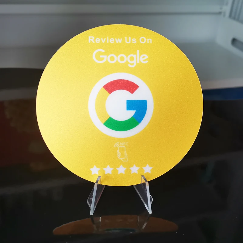 

Gold Color Round 10CM PVC Plate Sticker NFC-Enabled Google Reviews Sticker Increase Your Reviews