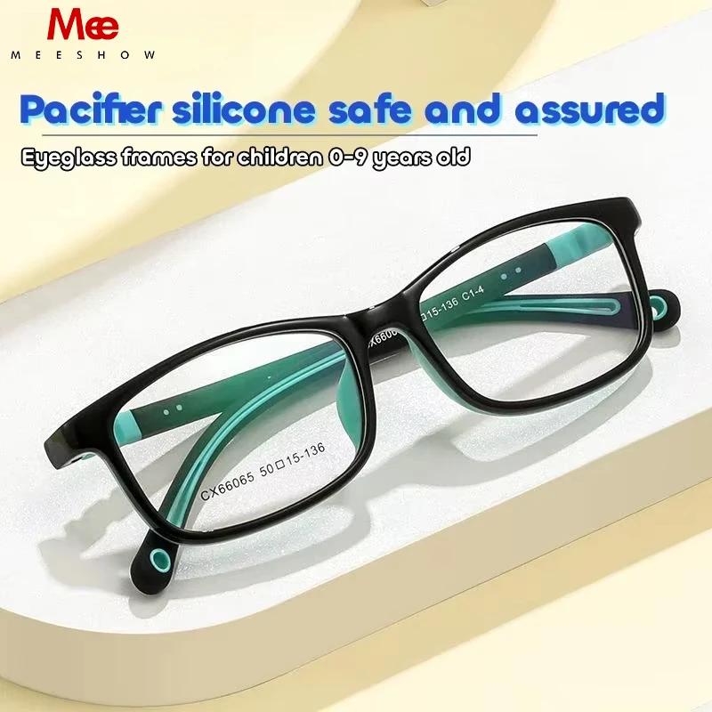 Meeshow Classic Kids Silicone Frames Myopia TR Eyeglasses Frames Anti Blue Light Glasses Customizable Prescription  CX66065