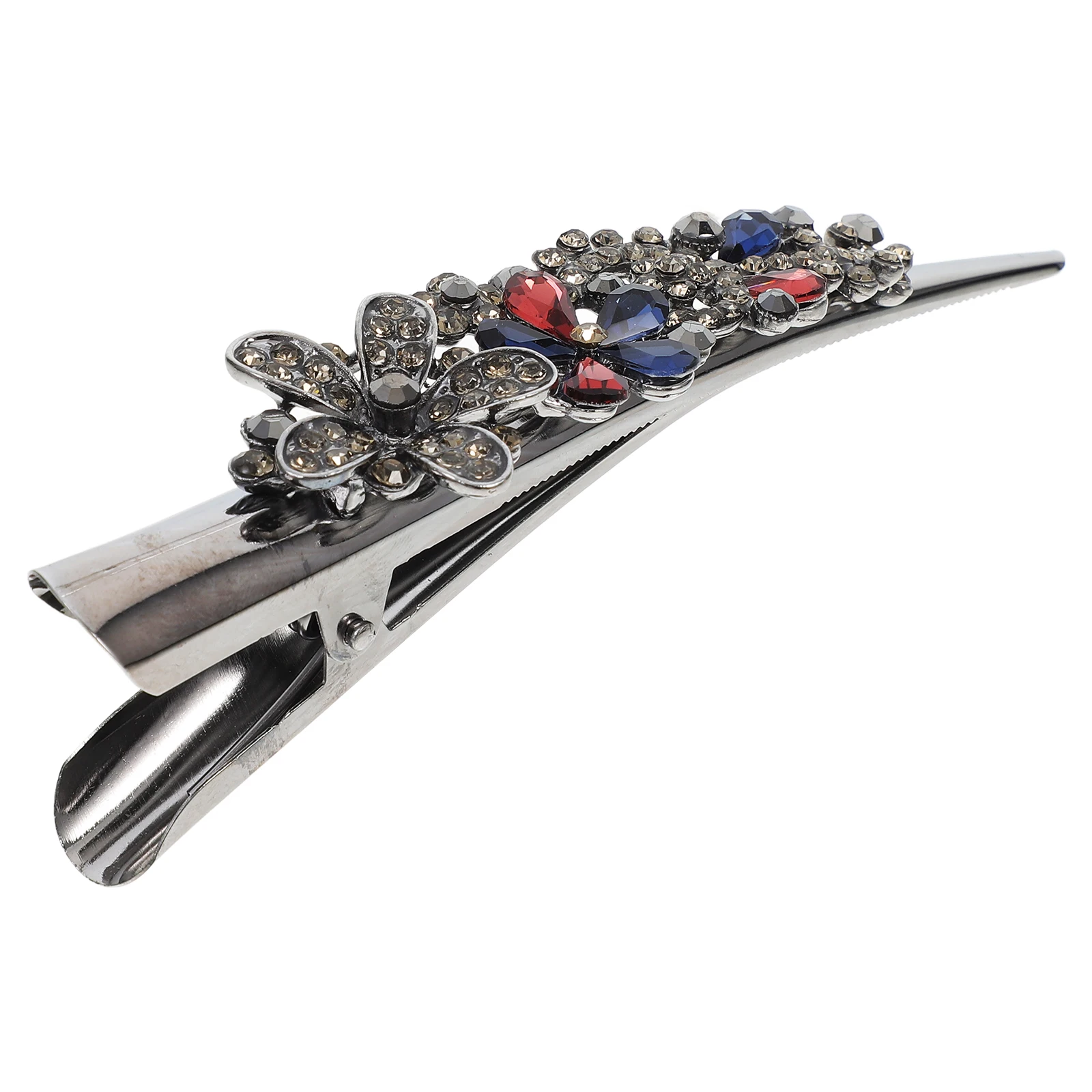 Hair Clips Duckbill Clip Barrettes Rhinestone Metal Ponytail Barrette Alligator Bill Hairpins Crystal Flowerholder Beak