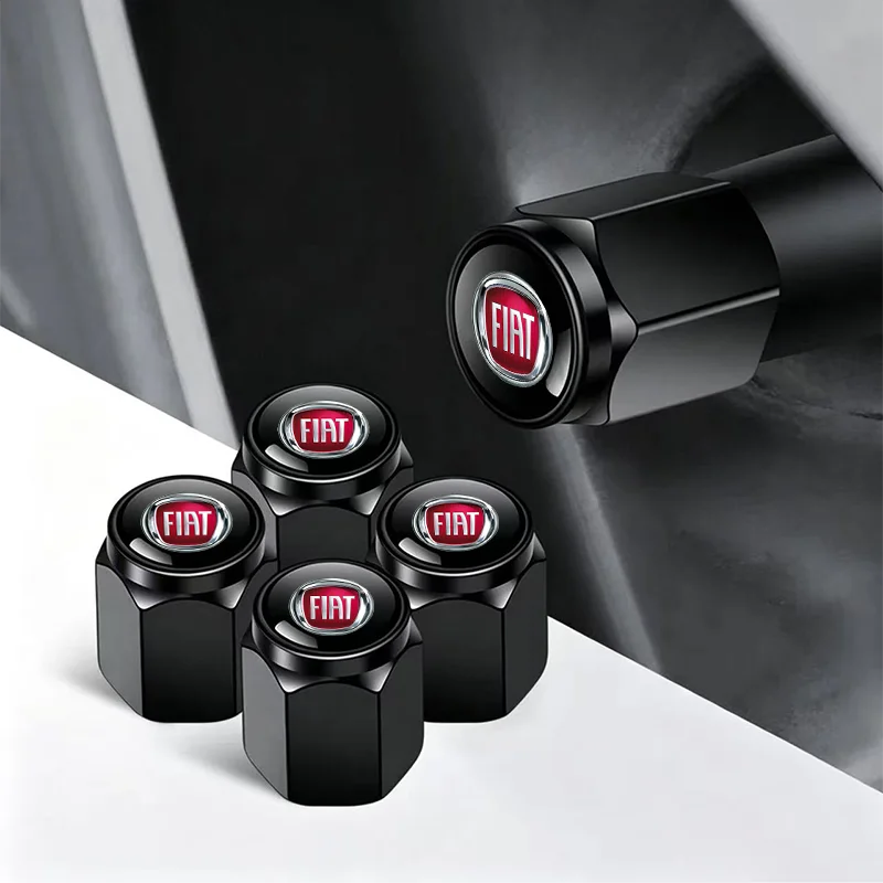 4Pcs/Set Car Wheel Tire Valve Caps Metal Stem Cover for DobloTipo Panda Ducato Fiorino Grande Punto 500X 500 Freemont Stilo