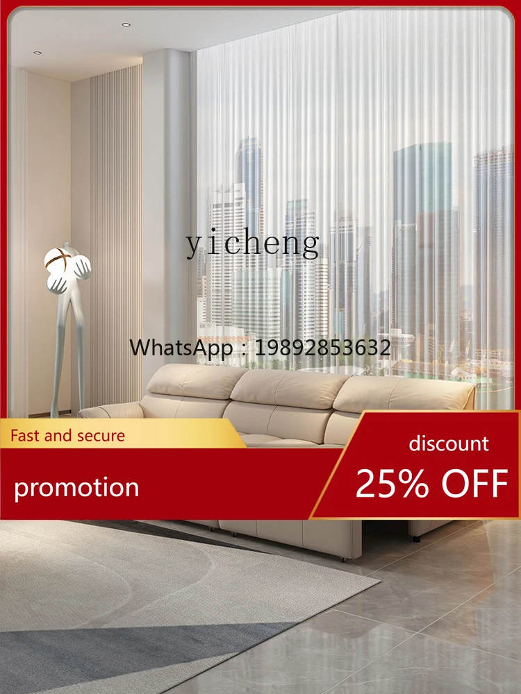 YFY    electric multi-function sofa bed dual-purpose remote control retractable living room modern first-layer leather sofa